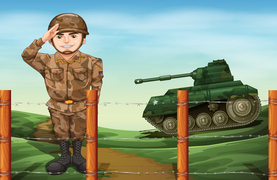 A soldier doing a hand salute
