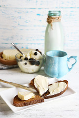 Dairy products: milk, butter, cottage cheese