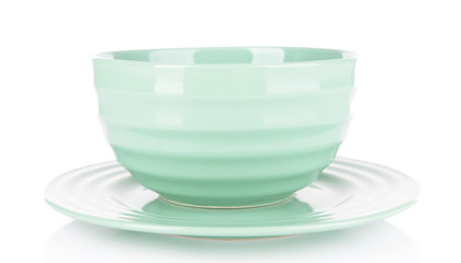Mint bowl with plate isolated on white