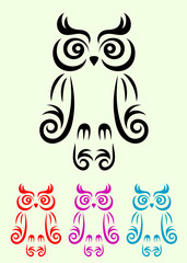 Owl bird, art vector decoration