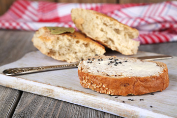 Baked bread and toast with fresh butter,