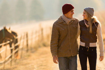 couple walking in countryside
