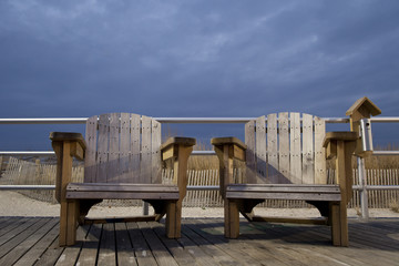 Obraz na płótnie Canvas Wooden Beach Chairs