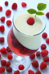 Cold raspberry milkshake