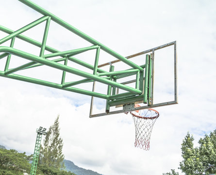 basketball hoop stand at playground in