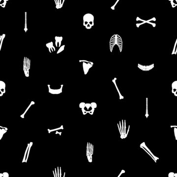 human bones black seamless pattern eps10
