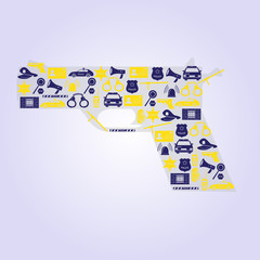 police icons in a gun shape eps10