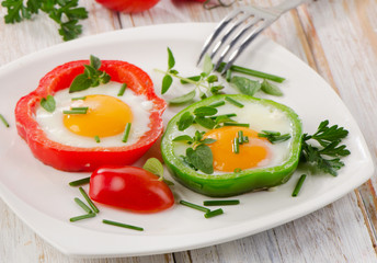 Fried vegetables and eggs