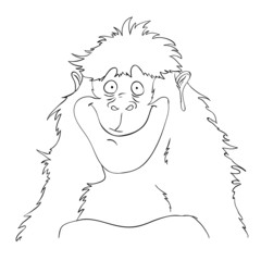 Smiling cartoon gorilla monkey, vector illustration.