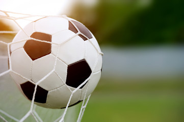 Fototapeta na wymiar Soccer ball in goal