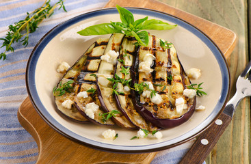 Grilled eggplant slices on a plate