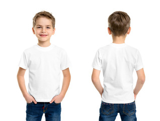 White t-shirt on a young man isolated - 68056942