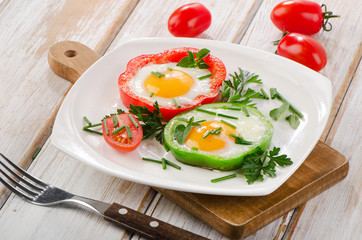 Fried vegetables and eggs
