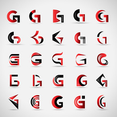 Letter Icons Set - Isolated On Gray Background