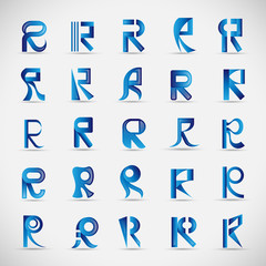 Letter Icons Set - Isolated On Gray Background