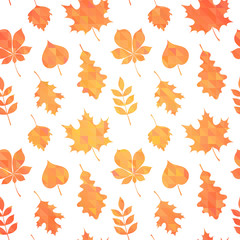 Fototapeta premium Autumn leaves silhouettes colorful seamless pattern