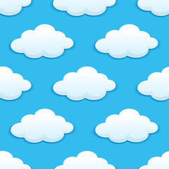 Seamless pattern with fluffy clouds