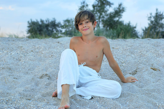 Happy boy on the beach