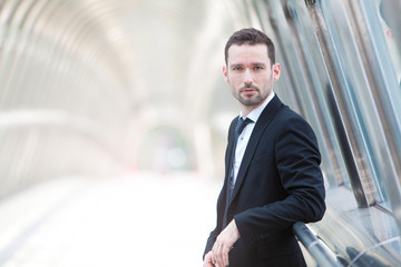 Portrait of an attractive businessman in a building