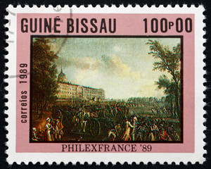 Postage stamp Guinea-Bissau 1989 Armed Mob, Painting