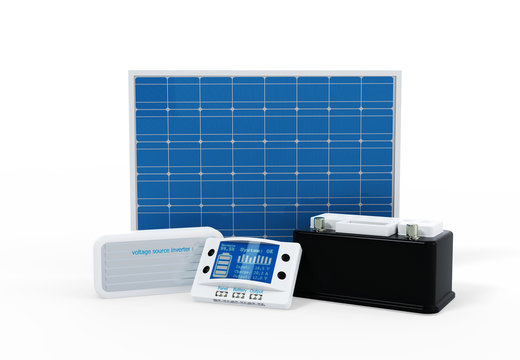Photovoltaik Set mit Laderegler, Batterie und Wechselrichter 2