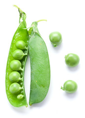 Fresh peas are contained within a pod.