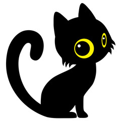 Zuckersüßes schwarzes Kätzchen von der Seite – Vektor