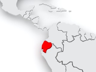 Fototapeta premium Map of worlds. Ecuador.