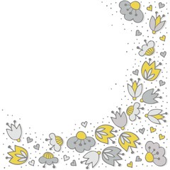 oliwkowe szare kwiaty i kropki obramowanie na bieli