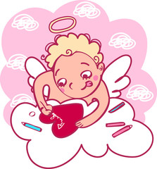 Angel makes a valentine