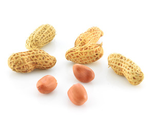 Peanuts on white ground