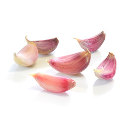 Garlic vegetable closeup isolated on white background