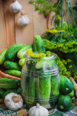 Jar pickles other ingredients pickling