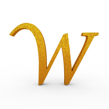 3d "W" Gold Letter with Bump - isolated