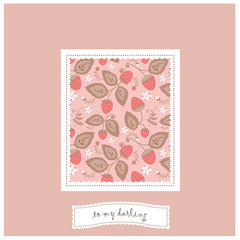 card with a floral design in pink tones