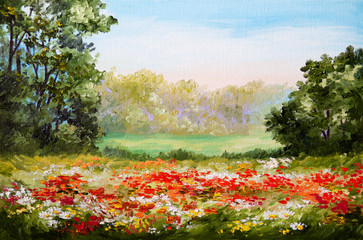 Fototapeta premium oil painting - poppy field