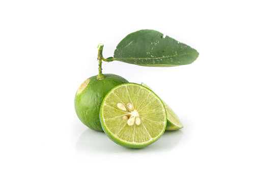 Fresh lime on white background