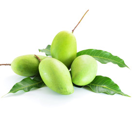 Green mango isolated on a white background