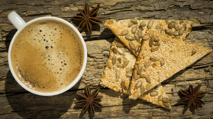 Cup of coffee with spices