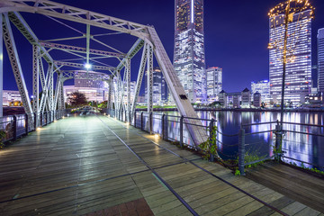 Yokohama, Japan at Minato Mirai Pedestrian Bridge