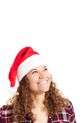 Junge Frau mit Weihnachtsmütze