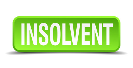 Insolvent green 3d realistic square isolated button