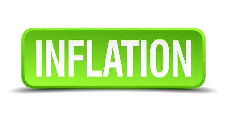 Inflation green 3d realistic square isolated button