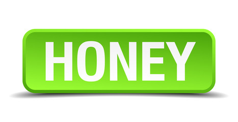 Honey green 3d realistic square isolated button