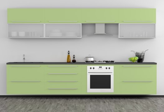 Grüne Kücheneinrichtung