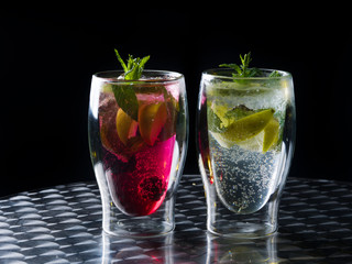 Mojito cocktails - original and strawberry