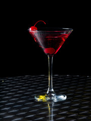 Glass with a red cocktail