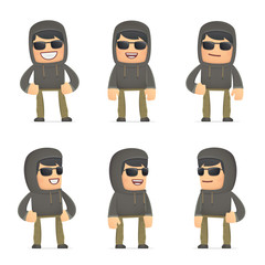set of hacker character in different poses