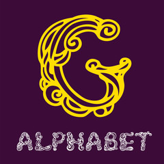 Doodle hand drawn sketch alphabet. Letter G
