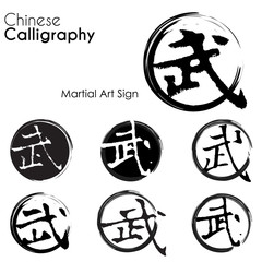 Various kind of Martial art sign in Chinese Calligraphy